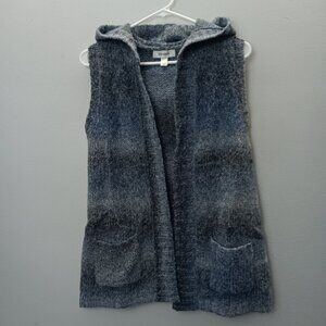 Dressbarn Women's Polyester Sweater Cardigan Vest Size Small Blue Sleeveless